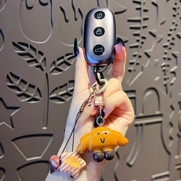 Handmade DIY beading simulation alkaline water bread school bag pendant couple car bag keychain doll small pendant