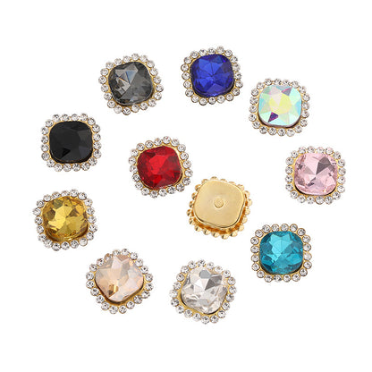 Fat square flower disc buckle sunflower double-layer glass drill DIY hand-punched hand-sewn diamond fat square diamond factory wholesale supply
