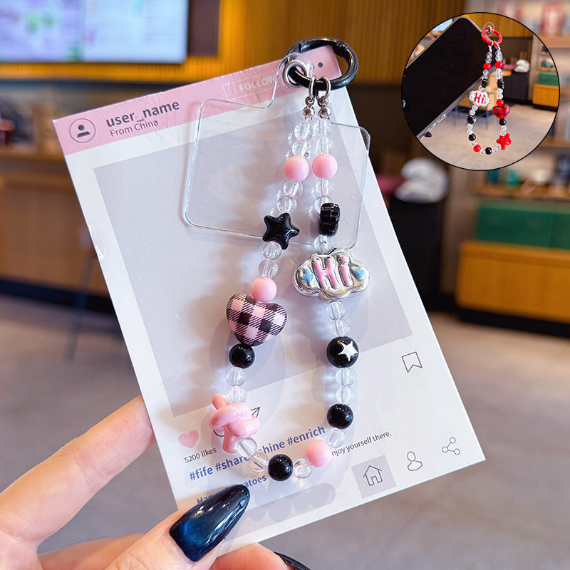 creative dopamine beading mobile phone chain keychain pendant cute car keychain bag pendant wholesale