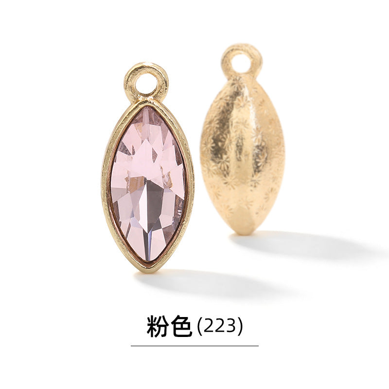 Xichuan horse eye zinc alloy pendant, gold base horse eye single pendant with diamond, DIY jewelry, earrings, doll pendants, horse eye rhinestone