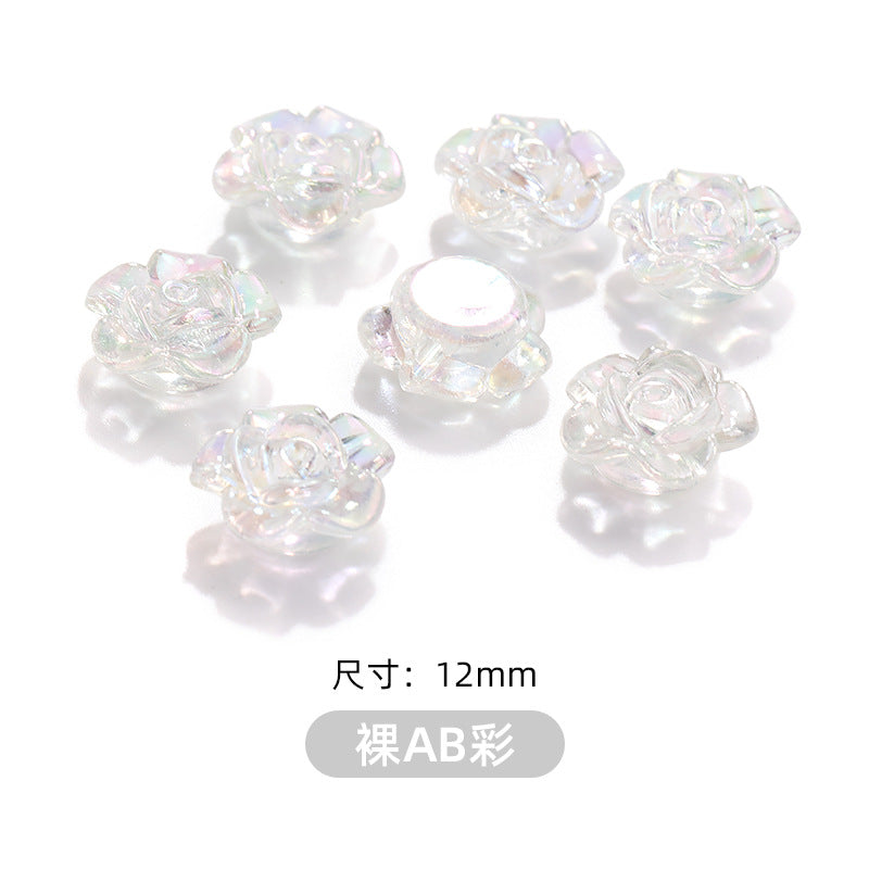 High-Gloss ABS Imitation Pearl Beads - Perforated Beige White Camellia Hairpin Jewelry DIY Accessories