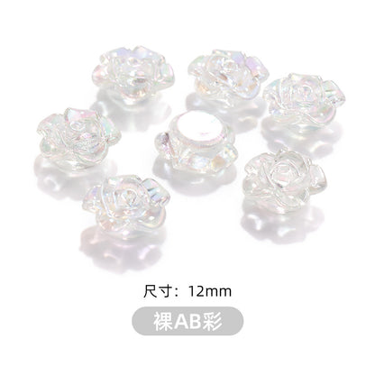High-Gloss ABS Imitation Pearl Beads - Perforated Beige White Camellia Hairpin Jewelry DIY Accessories