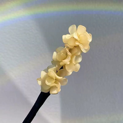 Floral hair wand bun updo tool, lazy minimalist flower bud headpiece, acrylic upgraded hydrangea hair accessory