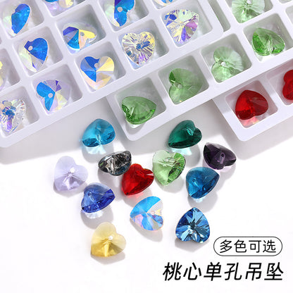 K9 High-End Pointed Bottom Peach Heart Single-Hole Diamond Crystal Glass Pendant Phone Sticker Diamond DIY Clothing, Shoe, Bag Accessories