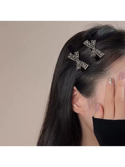 High-end rhinestone bow hair clips for women, 2026 new style bang clip, side clip, children's frizzy hair clip, straight clip