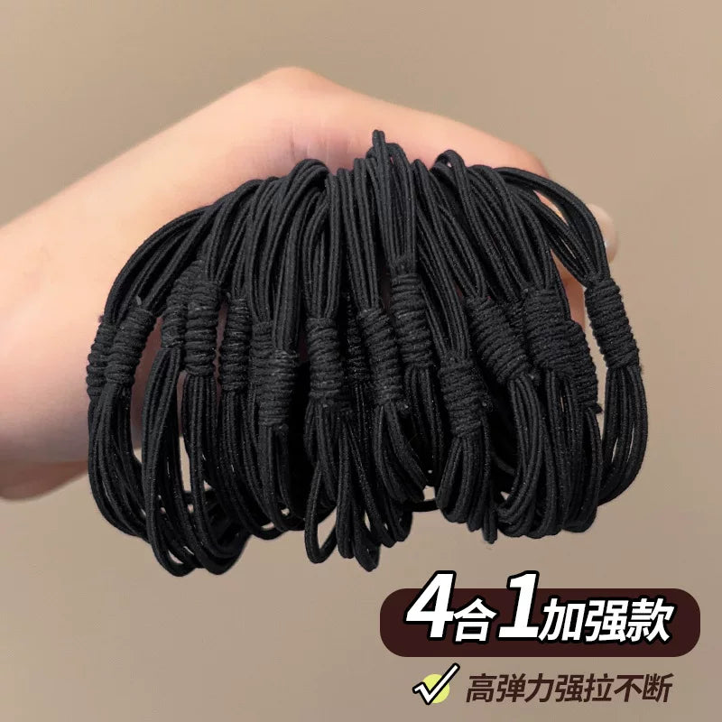 Black rubber band hair tie for women, high elasticity and durable rubber band hair tie, headpiece for high ponytail, small rubber band that won't damage hair