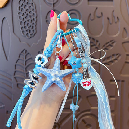 Creative miu starfish bracelet keychain bag pendant simple couple DIY car keychain pendant wholesale