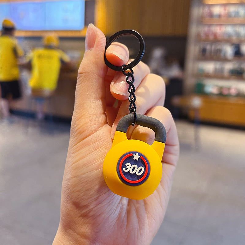 Creative Mini Fitness Barbell Piece Keychain Pendant Couple Car Bag Keychain Sports Small Pendant Wholesale