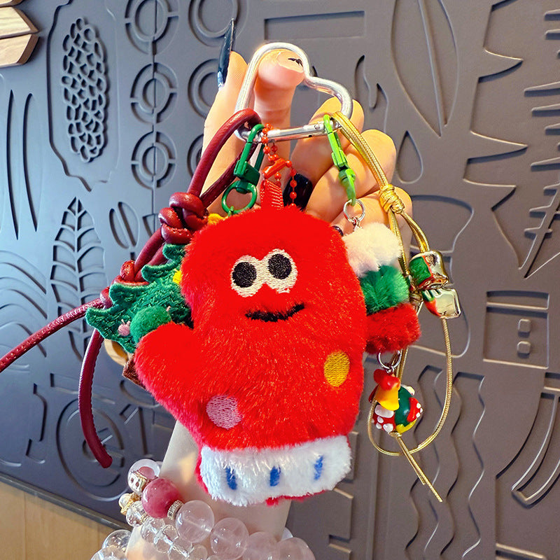 Creative PU Leather Christmas Tree Keychain Pendant Couple Car Bag Keychain Pendant Christmas Gift