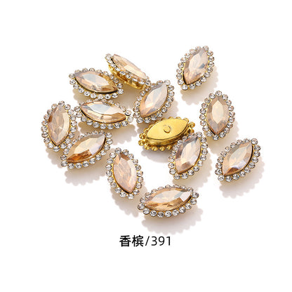 Horse Eye Sunflower Double-layer Hand-Stitched Diamond Shaped Edge Glass Diamond Clothing Bag DIY Accessories Manufacturer Wholesale