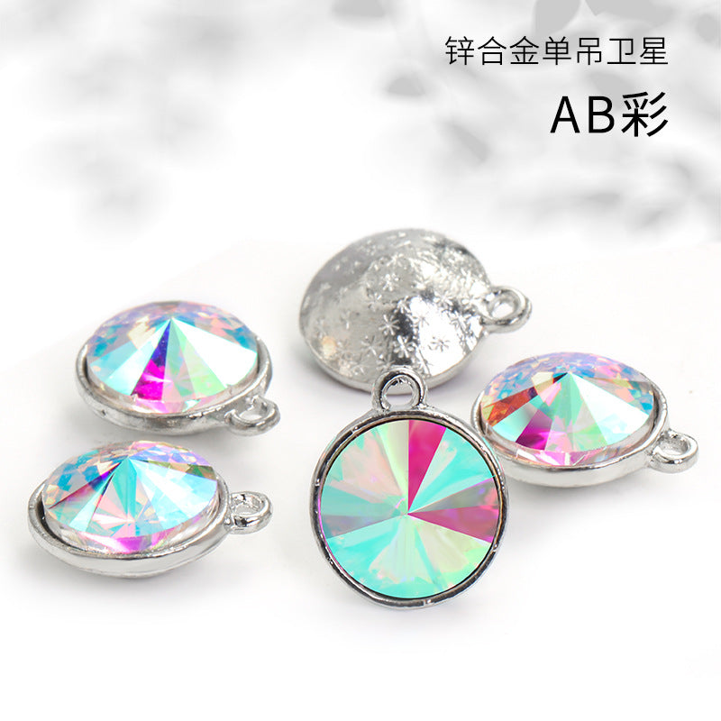 12mm zinc alloy satellite single pendant bag, necklace, bracelet, clothing decoration, accessory satellite shape round single-hole pendant