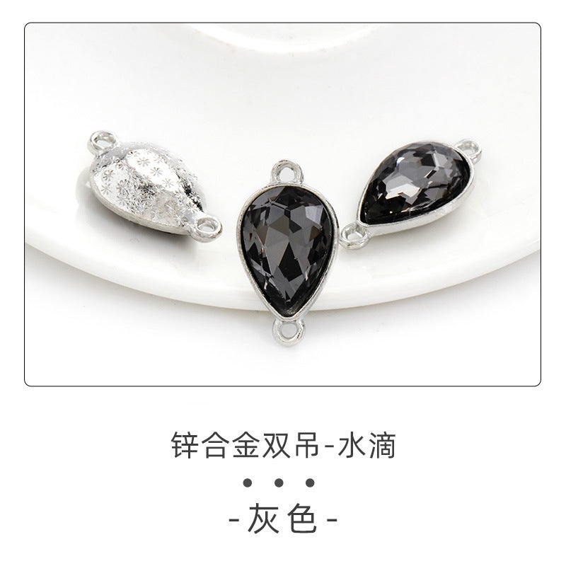 Direct supply of waterdrop double pendants, zinc alloy pendants, earrings, bracelets, jewelry accessories, high-value waterdrop double pendants
