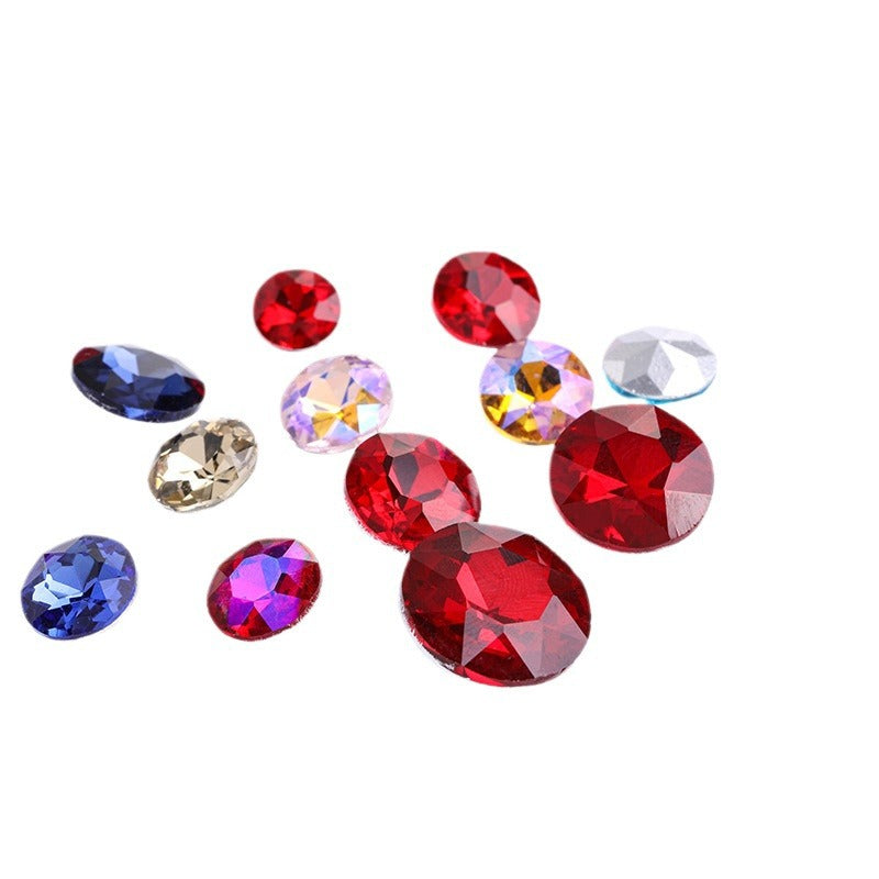 Pointed base round gemstone flower rhinestone phone case diamond material clothing accessories jewelry decoration irregular pointed base nail diamond