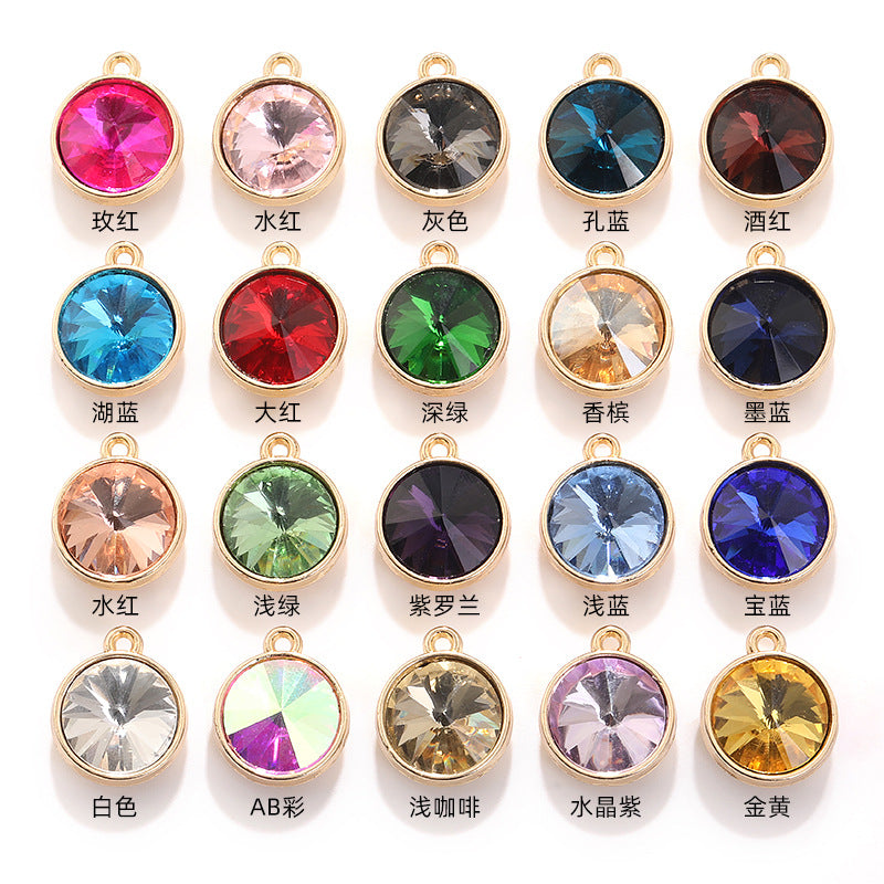 12mm satellite single hanging glass diamond single-hole alloy pendant inlaid with round crystal diamond earrings jewelry DIY accessories
