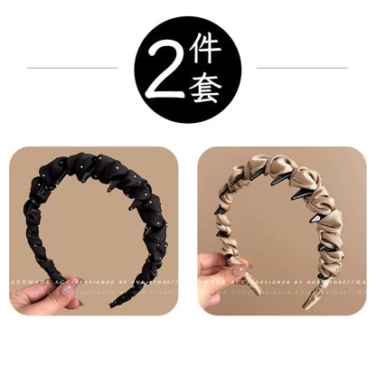 Elegant fabric with a starry sky-high headband for women, high-end new high-crown headband with teeth, face-washing hair clip, for everyday outdoor wear