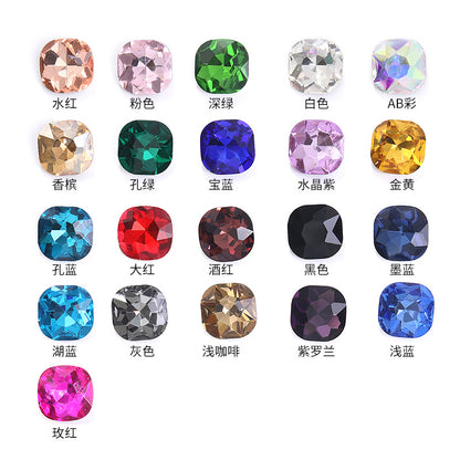 Fat square pointed sole special-shaped diamond earrings, nail art diamond accessories, shoes, bags, clothing, crystal accessories, pointed sole fat square diamonds
