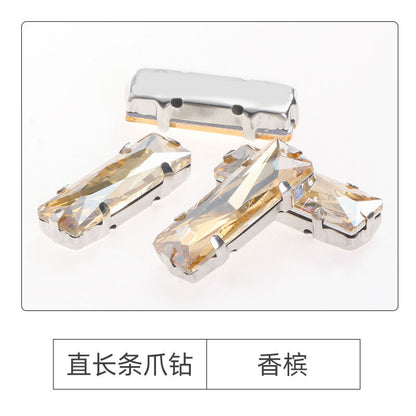 Xichuan Straight Long Claw Rhinestone Glass Hand-Stitched Diamond DIY Accessories Shoe Bag Handmade Materials White K with Claw Diamond