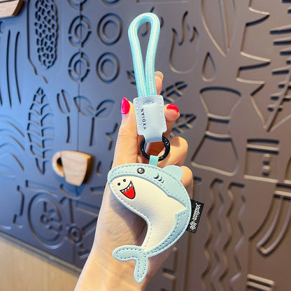 Creative PU leather marine life keychain doll pendant cute dolphin school bag keychain pendant small gift