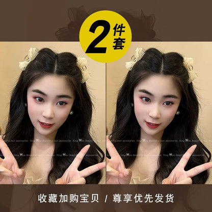 Mesh black bow hair chuck headdress, princess head small scratch clip broken hair, side bangs, clip, forehead hairpin woman