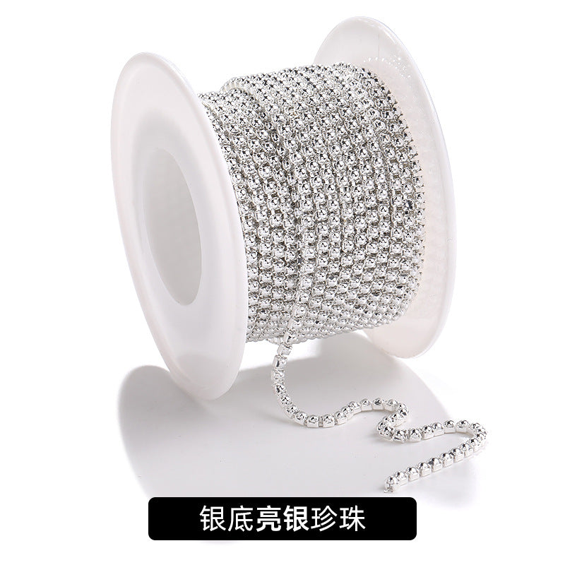 Factory supply pearl claw chain AB color chain 2mm dense claw chain DIY phone case diamond chain handmade material accessories