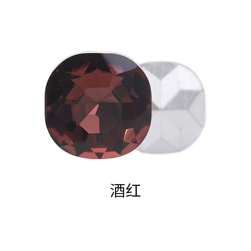 Fat square pointed sole special-shaped diamond earrings, nail art diamond accessories, shoes, bags, clothing, crystal accessories, pointed sole fat square diamonds