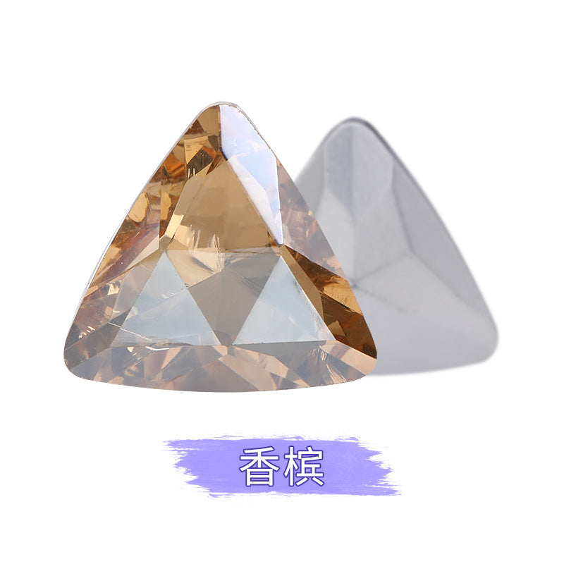 Pointed bottom triangular diamond, irregular rhinestone phone case, diamond attachment, diamond apparel, clothing, shoes, bags, crystal jewelry, accessories, pointed bottom triangular diamond