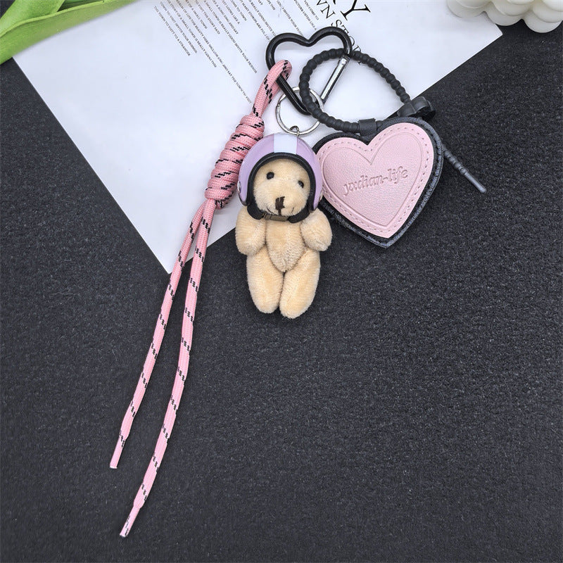 In the spring ins Korea helmet bear pendant suitable for Apple mobile phone pendant bag bag accessories girly heart cute