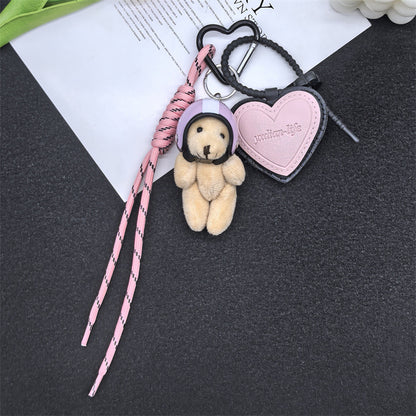 In the spring ins Korea helmet bear pendant suitable for Apple mobile phone pendant bag bag accessories girly heart cute