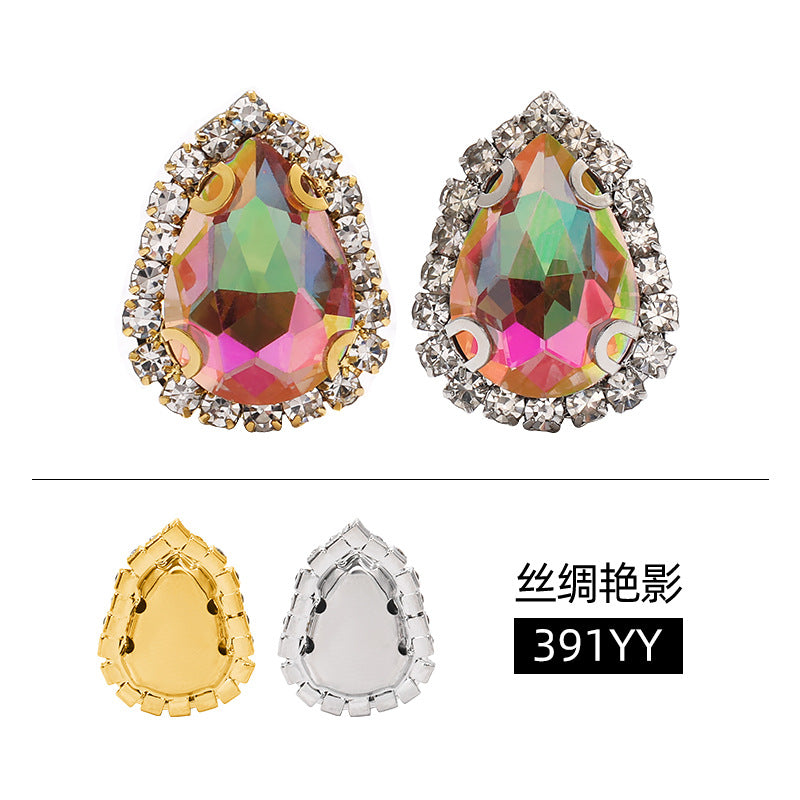 New waterdrop copper crystal buckle with vivid light color thickened base strap hole claw diamond shoes and hats and clothing accessories