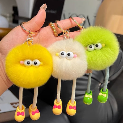 Cute imitation otter rabbit long legs small briquette car keychain pendant plush bag pendant gift doll doll