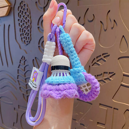 Hand Woven Badminton Pendant - Wool Finished Product Woven Badminton Keychain Bag Pendant Gift