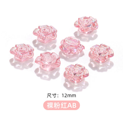 High-Gloss ABS Imitation Pearl Beads - Perforated Beige White Camellia Hairpin Jewelry DIY Accessories