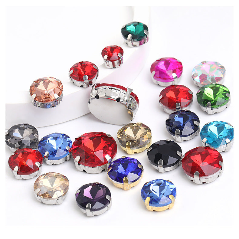Four-corner gemstone flower crystal claw diamond thickened with base support Hand stitched rhinestone event dinner wear accessories claw drill