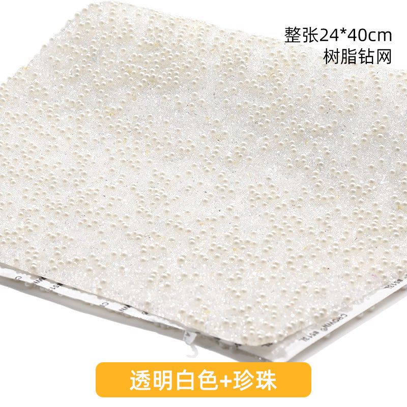 Resin 24*40CM pearl diamond mesh water rhinestone glue mesh peels off and sticks instantly for DIY crafts, sequins, glue, jewelry accessories
