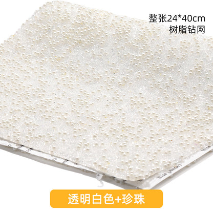 Resin 24*40CM pearl diamond mesh water rhinestone glue mesh peels off and sticks instantly for DIY crafts, sequins, glue, jewelry accessories