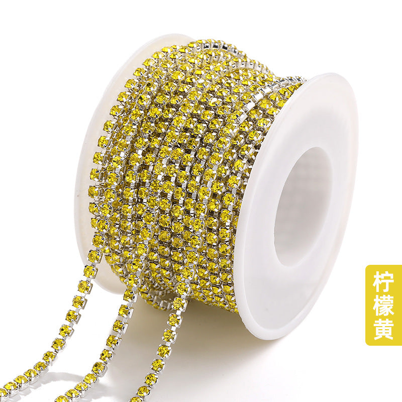 Hot Selling Multicolor White K Claw Chain 2 2.5 2.8 3mm Dense Crystal Glass Drill Claw Chain DIY Clothing Decorations