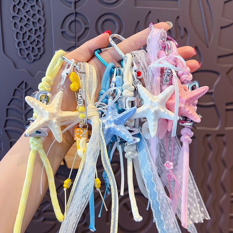 Creative miu starfish bracelet keychain bag pendant simple couple DIY car keychain pendant wholesale