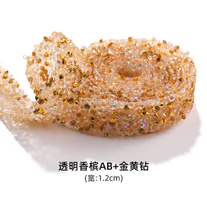 New colorful diamond strip, 1.2cm peel-off, instant adhesive gold resin diamond double-sided tape DIY shoe, bag, headband, accessories