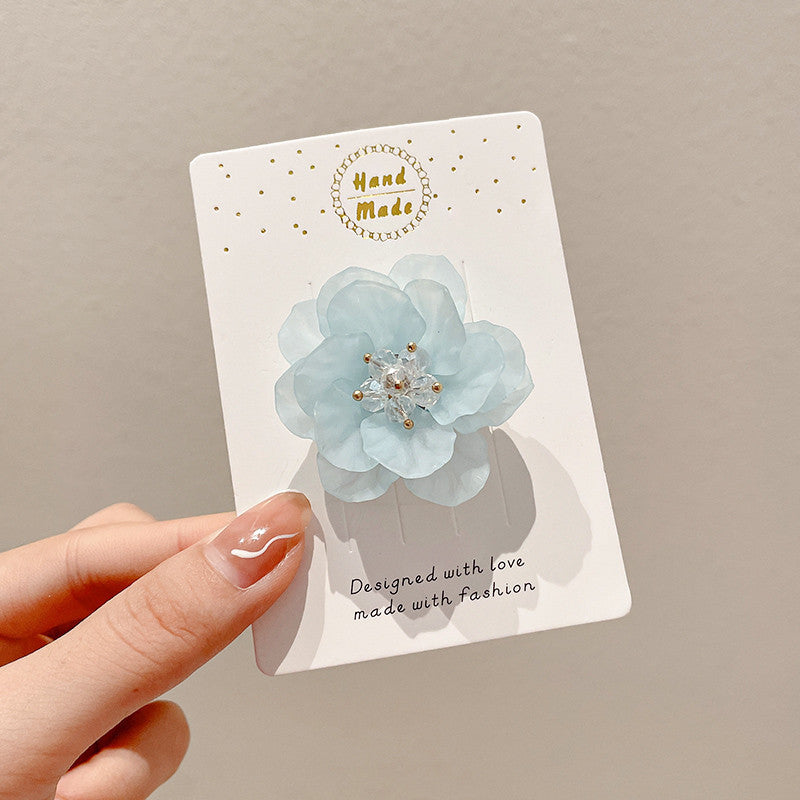 Flower hairpin female hottie photo headgear retro super fairy atmosphere blue beautiful new Chinese side clip hair accessories