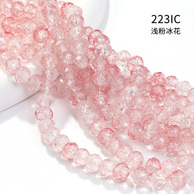 Multicolor Ice Flower Faceted Crystal Glass Beads - Wheel Scatter Bead Bracelet Necklace Accessories