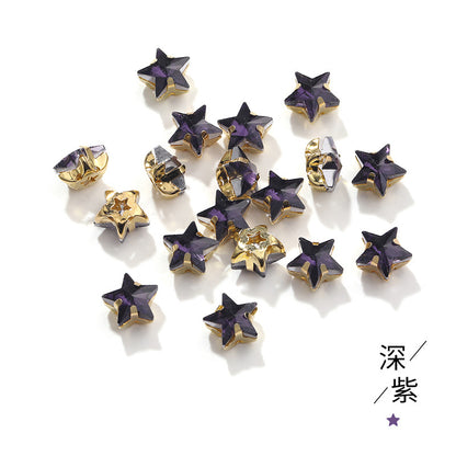 New 10mm five-pointed star hand-stitched glass thickened claw drill 3D DIY wedding dress, clothing, shoes, bags, hair clips, accessories