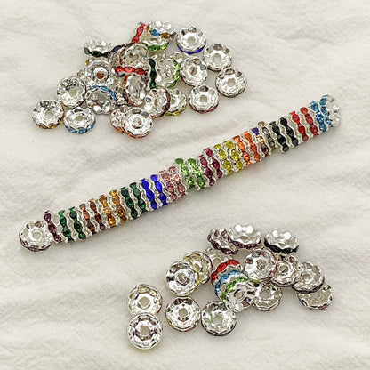 Factory direct sales 10MM color wavy edge rhinestone circle wheel bead spacer spacer bead string silver diamond jewelry