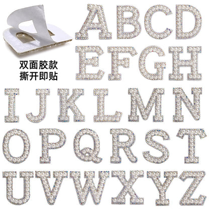 26 English letter patches, pearl adhesive backing tape, DIY double-sided decorative decoration, peel-off self-adhesive patch stickers
