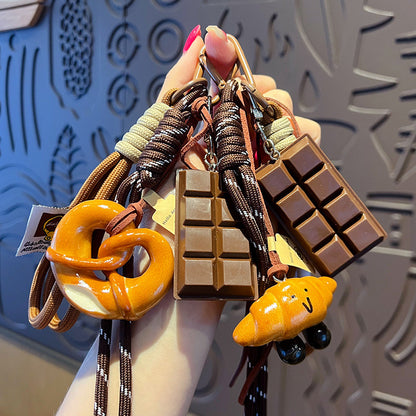 Creative miu system simulated alkaline water bread bracelet keychain pendant couple bag keychain small pendant wholesale