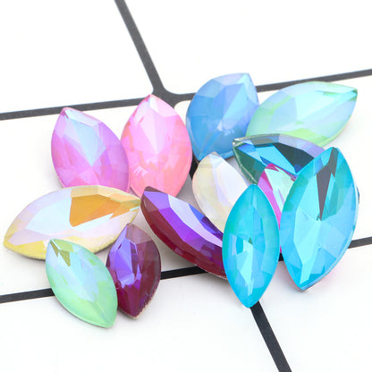 Pointed Base Horse-Eye Mocha AB Rhinestone Accessories Finished Accessories DIY Accessories Special-shaped Rhinestone Materials Factory Wholesale