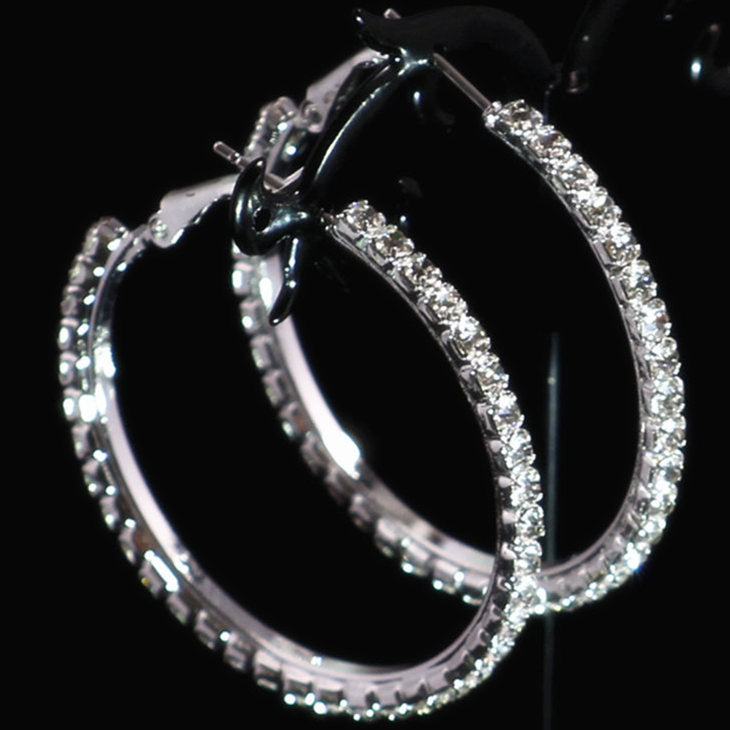 2-4-6-8-10cm oversized earrings exaggerated earrings european and american round rhinestone geometric hoop earrings for women cross-border