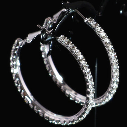2-4-6-8-10cm oversized earrings exaggerated earrings european and american round rhinestone geometric hoop earrings for women cross-border