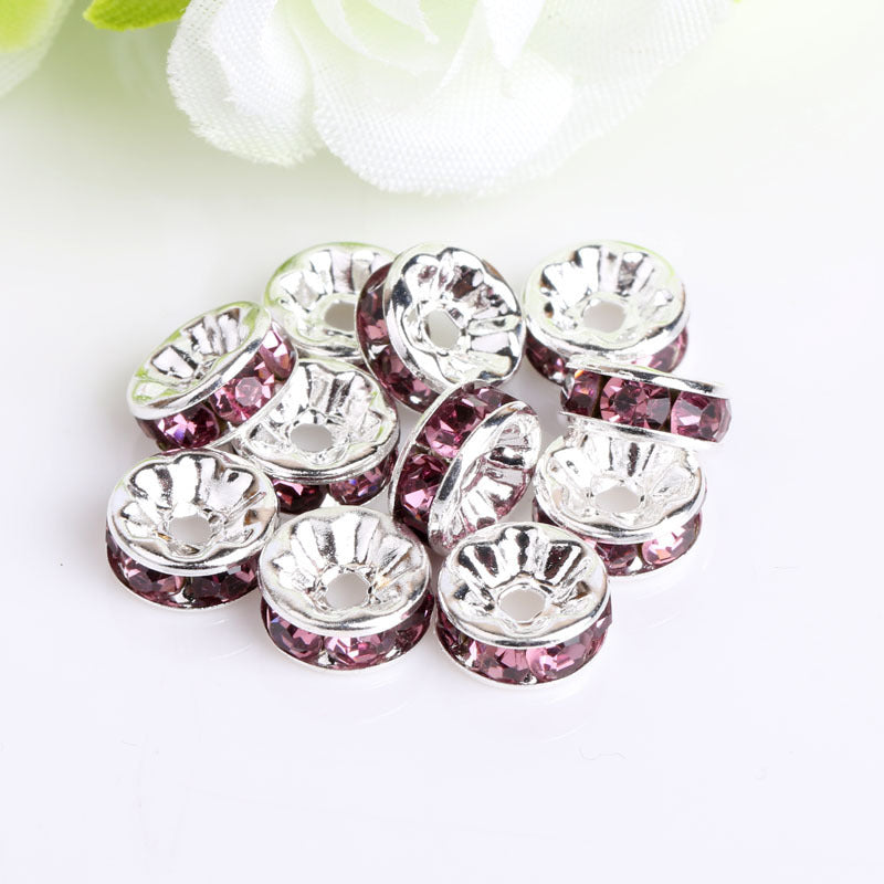 Handmade accessories diamond ring bead separator color bracelet diamond encrusted spacer wheel rim 6 8 10 12mm DIY jewelry accessories
