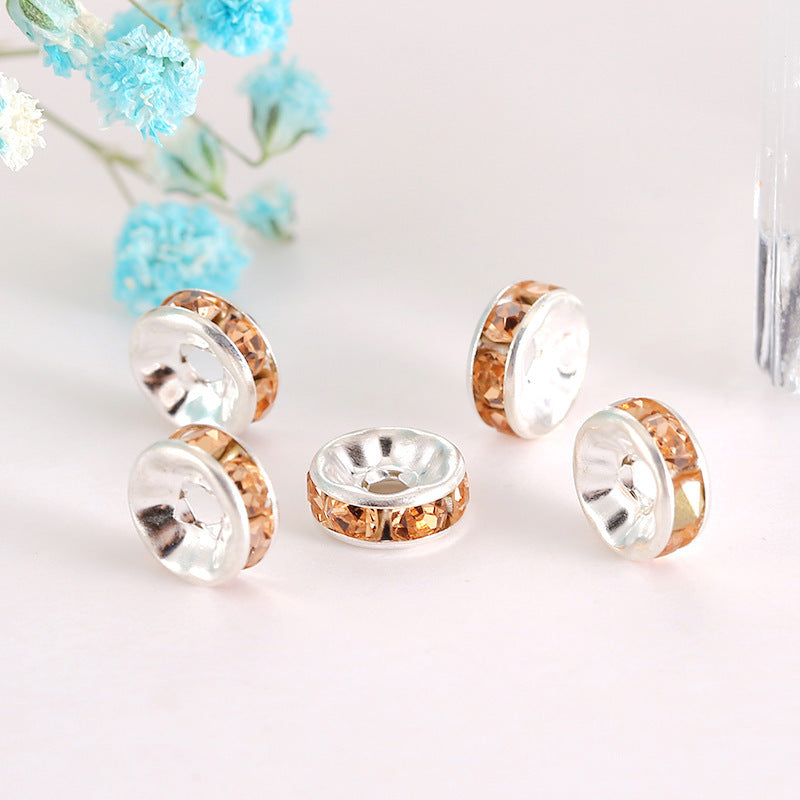 Handmade accessories diamond ring bead separator color bracelet diamond encrusted spacer wheel rim 6 8 10 12mm DIY jewelry accessories