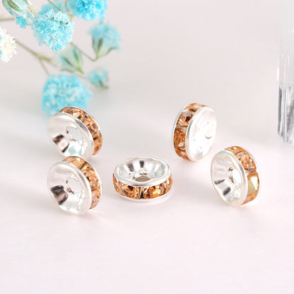 Handmade accessories diamond ring bead separator color bracelet diamond encrusted spacer wheel rim 6 8 10 12mm DIY jewelry accessories